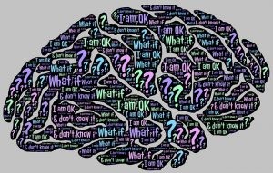 Image of brain with various questions written all over it