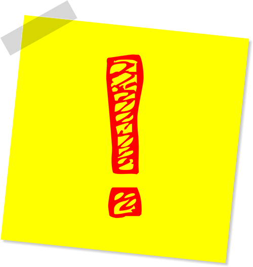 exclamation mark on a sticky note
