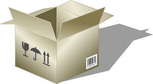A labelled cardboard box
