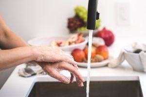 Person washing hands